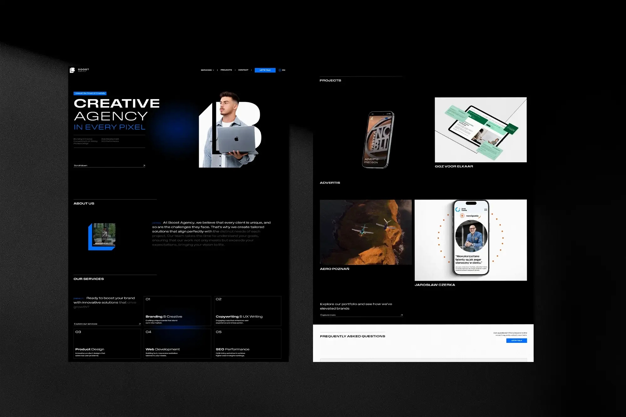 Strona internetowa dla agencji marketingowej Boost Agency